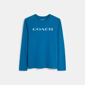 Футболка с длинными рукавами Coach Outlet Essential из органического хлопка, цвет Blue Sapphire