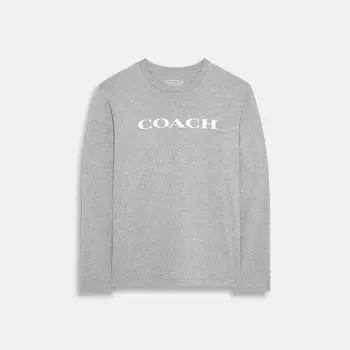 Футболка с длинными рукавами Coach Outlet Essential из органического хлопка, цвет Heather Grey