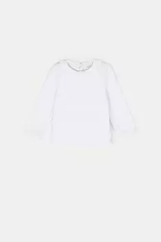 Футболка с длинными рукавами Coccodrillo белая с ажурной вышивкой