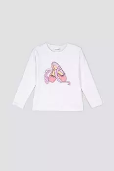 Футболка с длинными рукавами Coccodrillo белый с балетками