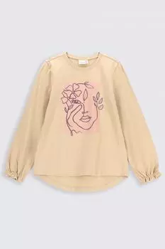 Футболка с длинными рукавами Coccodrillo бежевый с принтом