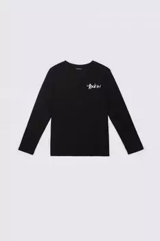 Футболка с длинными рукавами Coccodrillo черный с глянцевой надписью