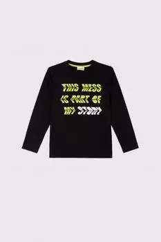 Футболка с длинными рукавами Coccodrillo черный со стилизованной надписью