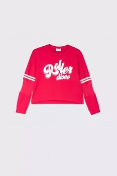 Футболка с длинными рукавами Coccodrillo малинка с надписями