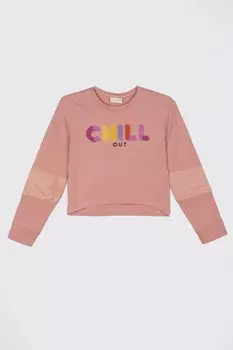 Футболка с длинными рукавами Coccodrillo розовый с цветными буквами