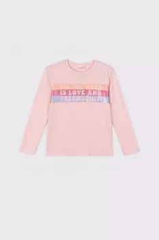 Футболка с длинными рукавами Coccodrillo розовый с металлическим принтом