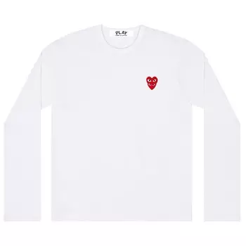 Футболка с длинными рукавами Comme des Garons PLAY Double Heart, цвет Белый
