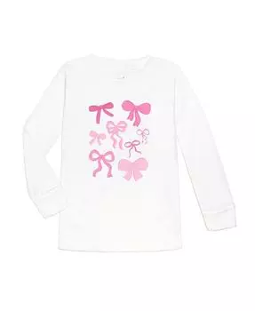 Футболка с длинными рукавами Coquette Bow Doodle для девочек - Baby Sweet Wink, белый