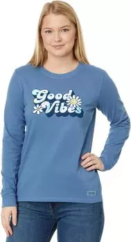 Футболка с длинными рукавами Crusher Groovy Good Vibes Tie-Dye Life is Good, цвет Vintage Blue