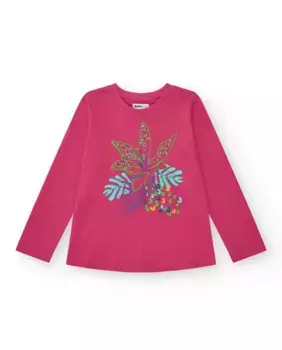 Футболка с длинными рукавами для девочек с тропическим принтом Tuc tuc, фуксия