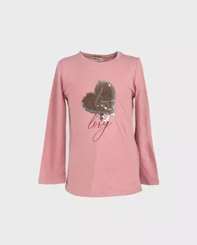 Футболка с длинными рукавами для девочки с рисунком спереди La Ormiga, розовый