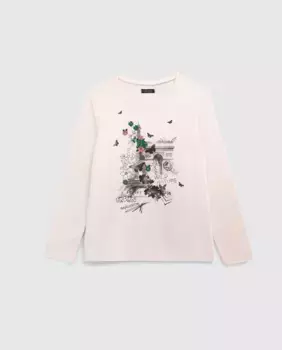 Футболка с длинными рукавами для девочки с рисунком спереди IKKS, цвет Crudo