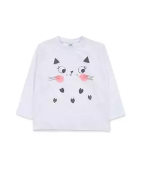 Футболка с длинными рукавами для девочки с рисунком спереди Tuc tuc, белый
