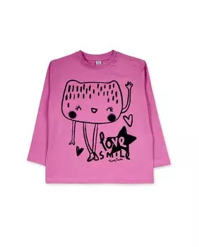 Футболка с длинными рукавами для девочки с рисунком спереди Tuc tuc, розовый