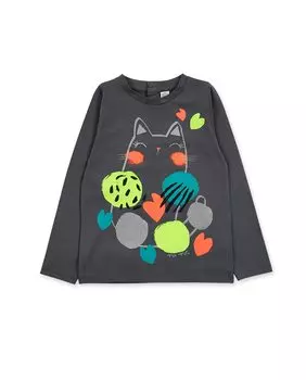 Футболка с длинными рукавами для девочки с рисунком спереди Tuc tuc, темно-серый