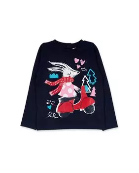 Футболка с длинными рукавами для девочки с рисунком спереди Tuc tuc, темно-синий