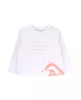 Футболка с длинными рукавами для мальчика и принтом барсука KNOT, белый
