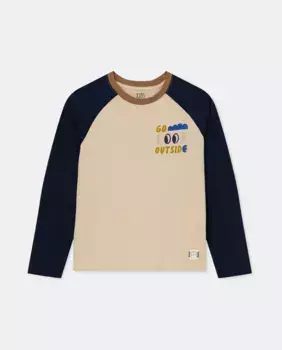 Футболка с длинными рукавами для мальчика и контрастным рисунком на рукавах Kids El Corte Ingls, цвет Tostado