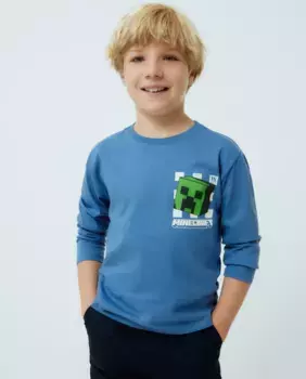 Футболка с длинными рукавами для мальчика с лицензией Minecraft Kids El Corte Ingls, синий