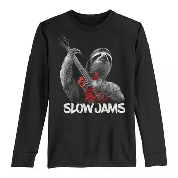 Футболка с длинными рукавами для мальчиков 8–20 лет Slow Jams Sloth Guitar Player Licensed Character
