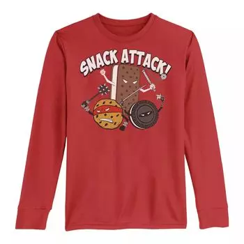 Футболка с длинными рукавами для мальчиков 8–20 лет Snack Attack с печеньем и мороженым Licensed Character, красный