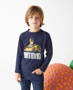 Футболка с длинными рукавами для мальчиков с лицензией Бэтмена El Corte Ingls, темно-синий