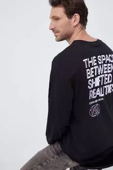 Футболка с длинными рукавами, хлопок Calvin Klein Jeans, черный