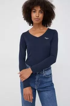 Футболка с длинными рукавами, хлопок Pepe Jeans, темно-синий