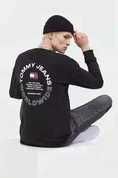 Футболка с длинными рукавами, хлопок Tommy Jeans, черный