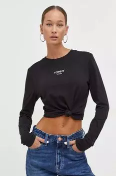 Футболка с длинными рукавами, хлопок Tommy Jeans, черный
