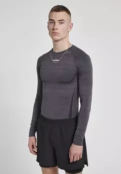 Футболка с длинными рукавами Hummel, темно-серый меланж