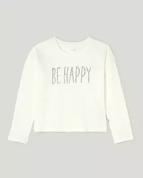 Футболка с длинными рукавами и блестящей надписью Cotton Juice, белый