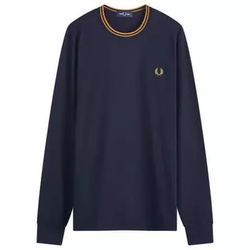 Футболка с длинными рукавами и двойной отделкой Fred Perry, синий
