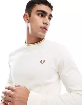 Футболка с длинными рукавами и двойной отделкой в оттенке белого цвета Fred Perry