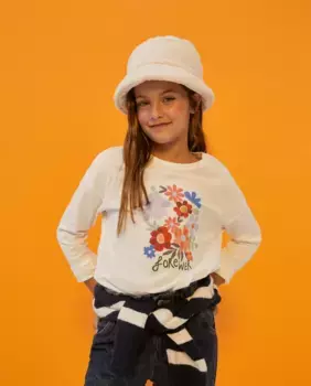 Футболка с длинными рукавами и флоком Kids El Corte Ingls, цвет Blanco roto