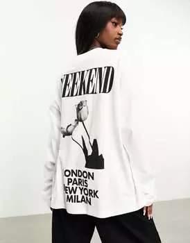 Футболка с длинными рукавами и фотографическим принтом роз ASOS Weekend Collective