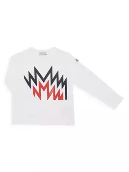 Футболка с длинными рукавами и графическим логотипом Little Kid's & Kid's Moncler, белый