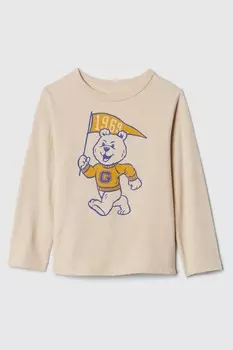 Футболка с длинными рукавами и графическим логотипом (6 мес 5 лет) Gap, бежевый