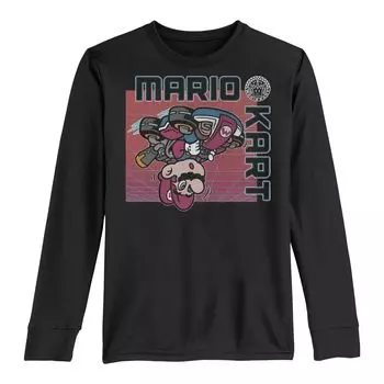 Футболка с длинными рукавами и графическим логотипом Mario Kart Upside Down для мальчиков 8–20 лет Licensed Character