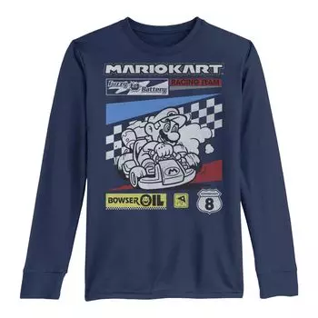 Футболка с длинными рукавами и графическим рисунком Mario Kart Racing Team для мальчиков 8–20 лет Licensed Character