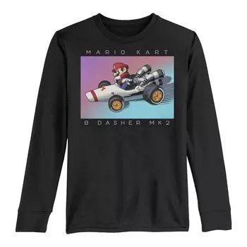 Футболка с длинными рукавами и графическим рисунком Nintendo Mario Kart Dasher Neon Color Fade Drift для мальчиков 8–20 лет Licensed Character