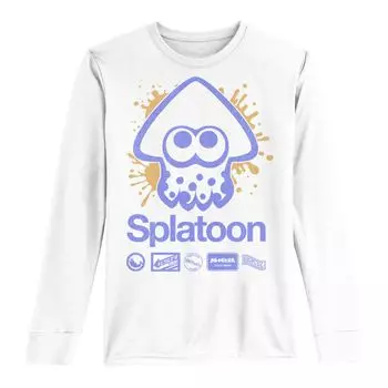 Футболка с длинными рукавами и графическим рисунком Nintendo Splatoon для мальчиков 8–20 лет, раскрашенная в виде кальмара, с логотипом команды кандзи Licensed Character
