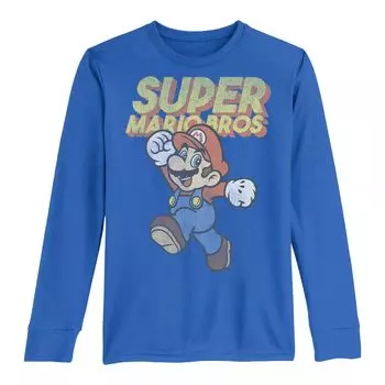 Футболка с длинными рукавами и графическим рисунком Nintendo Super Mario Bros для мальчиков 8–20 лет Licensed Character
