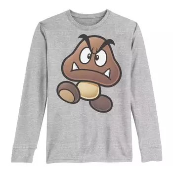 Футболка с длинными рукавами и графическим рисунком Nintendo Super Mario Goomba для мальчиков 8–20 лет Licensed Character
