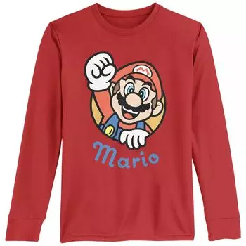 Футболка с длинными рукавами и графическим рисунком Nintendo Super Mario Heart для мальчиков 8–20 лет Licensed Character