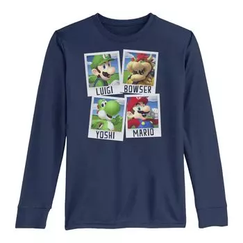 Футболка с длинными рукавами и графическим рисунком Nintendo Super Mario Polaroid для мальчиков 8–20 лет с групповыми портретами Licensed Character