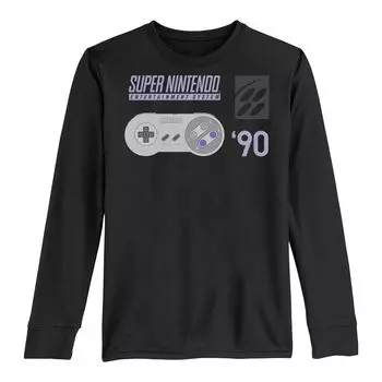 Футболка с длинными рукавами и графическим рисунком Nintendo Super Nintendo Controller '90 для мальчиков 8–20 лет Licensed Character