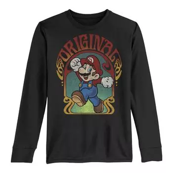 Футболка с длинными рукавами и графическим рисунком Super Mario Original Mario Retro для мальчиков 8–20 лет Licensed Character
