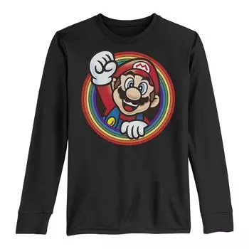 Футболка с длинными рукавами и графическим рисунком Super Mario Pride Mario Rainbow Portrait для мальчиков 8–20 лет Licensed Character