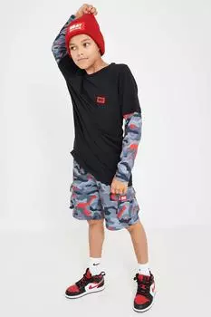 Футболка с длинными рукавами и камуфляжным принтом Doublo Beat Boyz Club, черный